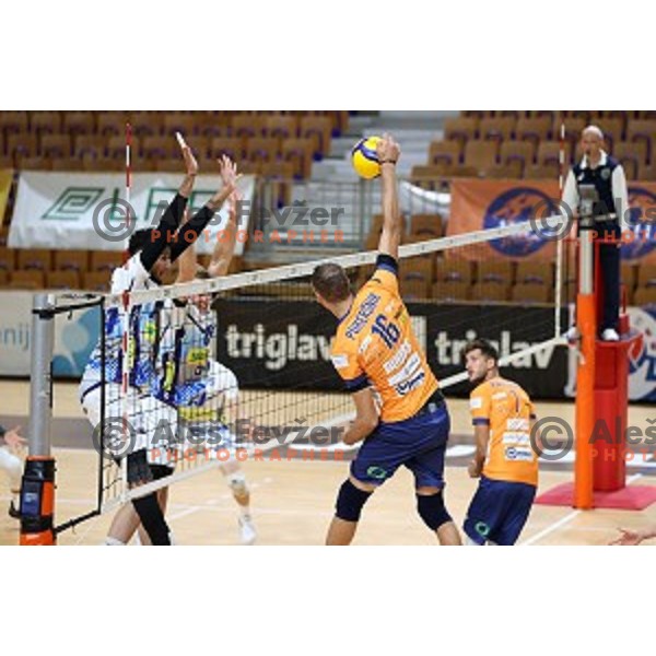 Jan Pokersnik in action during 1.DOL volleyball match between ACH Volley and Merkur Maribor in Ljubljana on September 21, 2020
