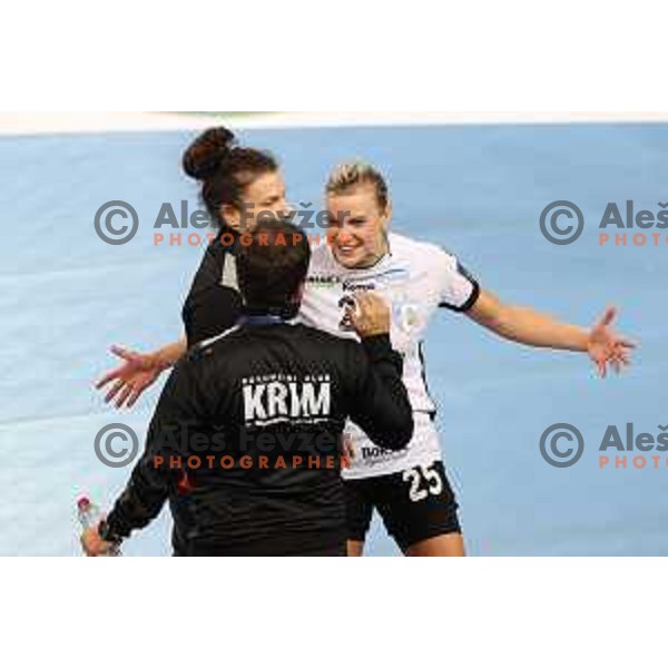 Barbara Lazovic and Uros Bregar during EHF Champions League Women 2020-2021 handball match between Krim Mercator (SLO) and CSM Bucuresti (ROU) in SRC Stozice, Ljubljana, Slovenia on November 7, 2020