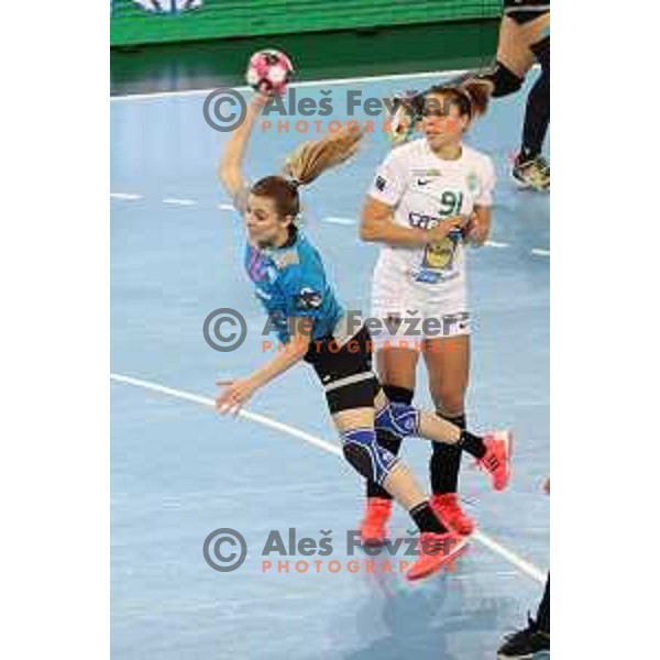Matea Pletikosic in action during EHF Champions League Women 2020-2021 handball match between Krim Mercator (SLO) and FTC-Rail Cargo Hungaria (HUN) in SRC Stozice, Ljubljana, Slovenia on November 21, 2020