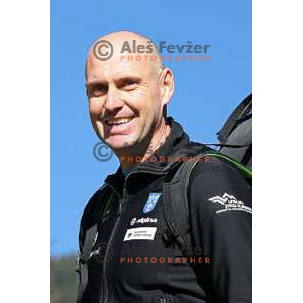 Matjaz Sluga, member of Slovenia Paragliding team during practice flight in Slovenia on November 15, 2020