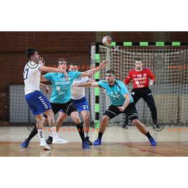 in action during 1.NLB league handball match between Ljubljana and Gorenje Velenje in Ljubljana, Slovenia on December 16, 2020