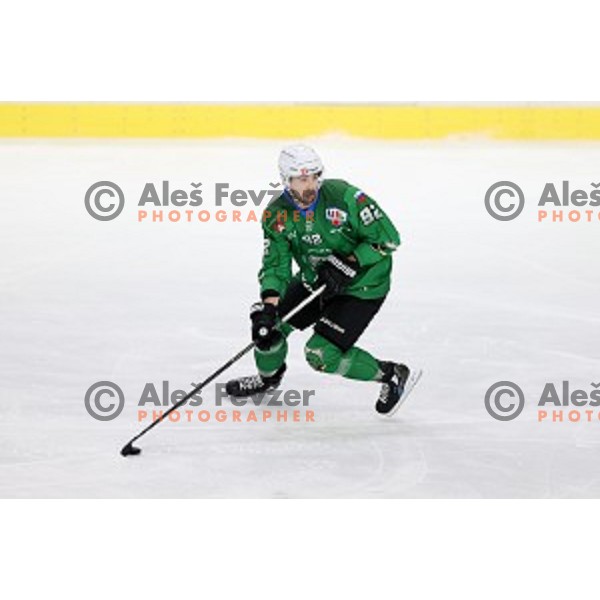 Aleksandar Magovac of SZ Olimpija in action during Alps League ice-hockey match between SZ Olimpija and Rittner Buam in Ljubljana, Slovenia on December 22, 2020
