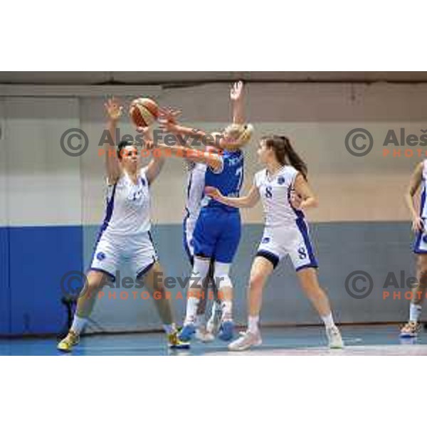 Ana Saric and Ajda Burgar in action during 1.SKL Women basketball match between Jezica and Triglav in Ljubljana, Slovenia on January 6, 2021