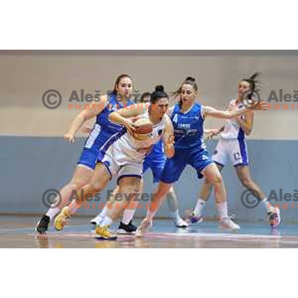 Ana Saric and Rebeka Abramovic in action during 1.SKL Women basketball match between Jezica and Triglav in Ljubljana, Slovenia on January 6, 2021