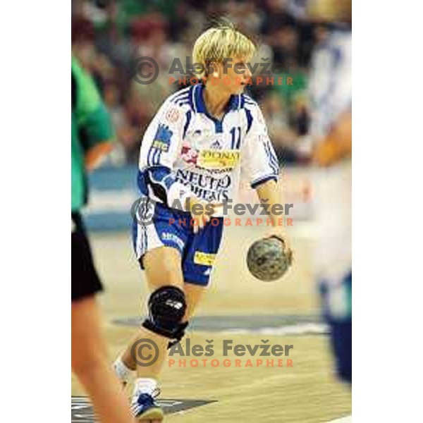 Tanja Oder during first match of the EHF Women\'s Champions league 2000-2001 Final between AK Viborg (DEN) and Krim Neutro Roberts (SLO) played in Aarhus Arena, Denmark on May 5, 2001. Match ended draw 22:22