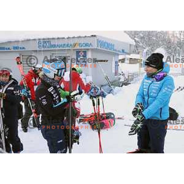 Meta Hrovat and Ilka Stuhec during AUDI FIS Alpine Ski World Cup, 57.Golden Fox -Zlata Lisica practice on Podkoren course in Kranjska gora, Slovenia on January 15, 2021