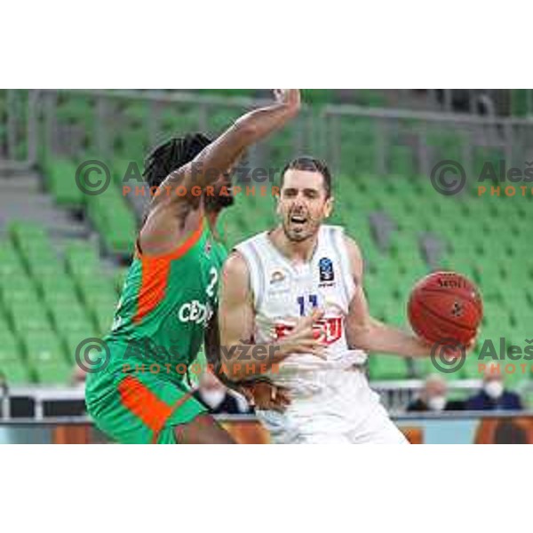 Amadeo Della Valle in action during 7days EuroCup basketball match between Cedevita Olimpija (SLO) and Buducnost VOLI (MNE) in SRC Stozice, Ljubljana on January 19, 2021