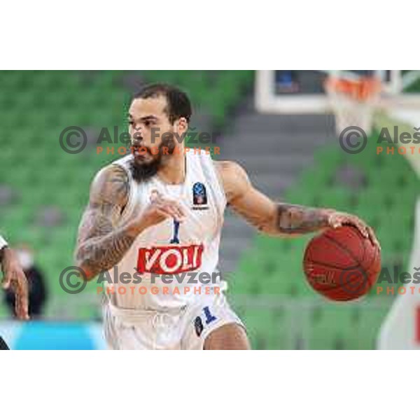 Justin Cobbs in action during 7days EuroCup basketball match between Cedevita Olimpija (SLO) and Buducnost VOLI (MNE) in SRC Stozice, Ljubljana on January 19, 2021