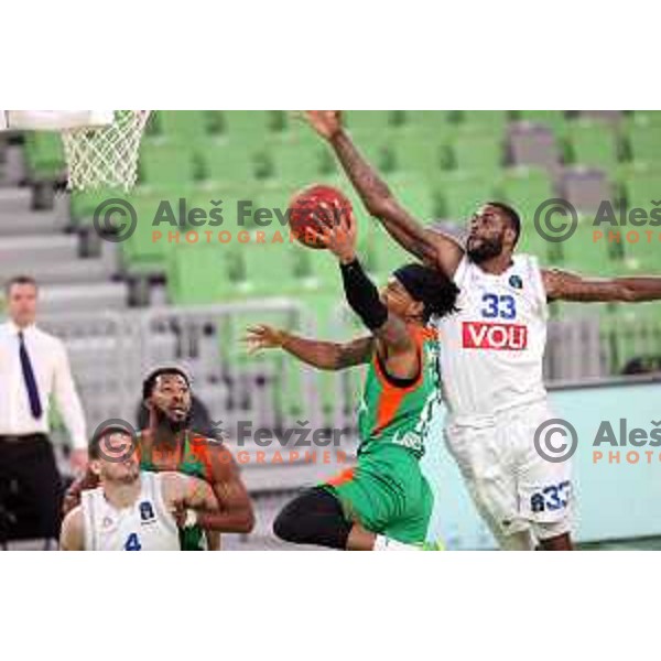Kendrick Perry and Willie Reed during 7days EuroCup basketball match between Cedevita Olimpija (SLO) and Buducnost VOLI (MNE) in SRC Stozice, Ljubljana on January 19, 2021