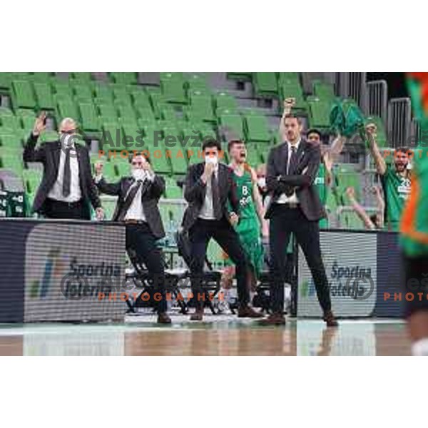 Teo Cizmic, Jan Sentjurc, Matko Jovanovic, Edo Muric and Jurica Goleamc of Cedevita Olimpija during 7days EuroCup basketball match between Cedevita Olimpija (SLO) and Buducnost VOLI (MNE) in SRC Stozice, Ljubljana on January 19, 2021