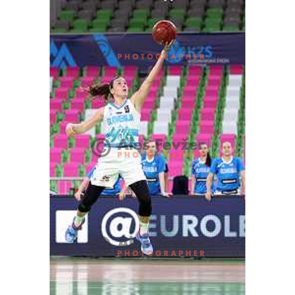 Teja Oblak of Slovenia in action during FIBA Women’s EuroBasket Qualifiers match between Slovenia and Bulgaria in Stozice, Ljubljana, Slovenia on February 4, 2021