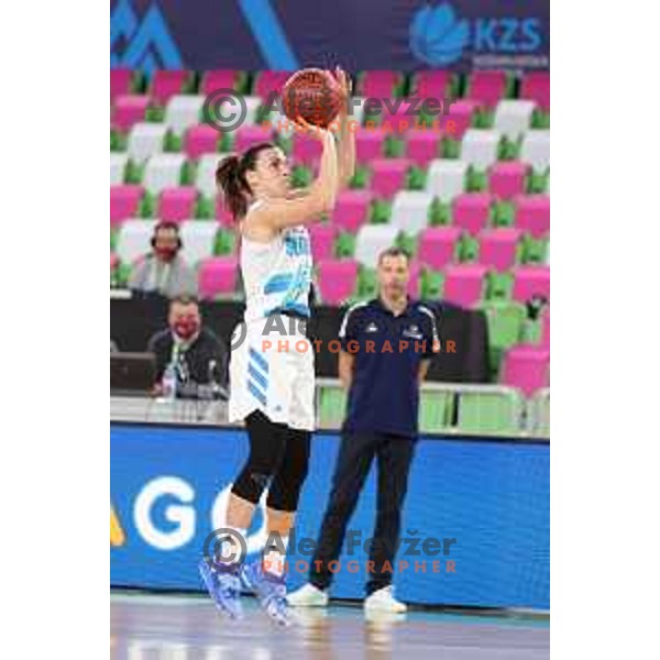 Teja Oblak of Slovenia in action during FIBA Women’s EuroBasket Qualifiers match between Slovenia and Bulgaria in Stozice, Ljubljana, Slovenia on February 4, 2021