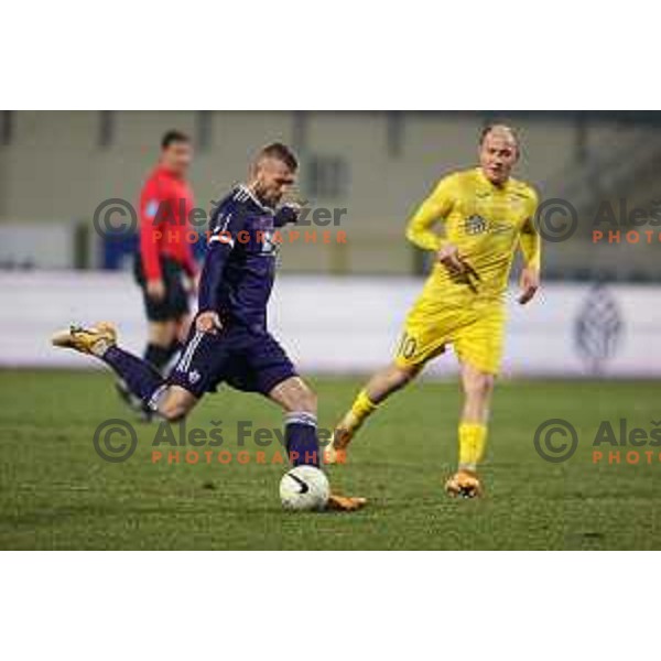 Alexandru Cretu in action during Prva Liga Telekom Slovenije 2020-2021 football match between Domzale and Maribor in Domzale, Slovenia on February 10, 2021