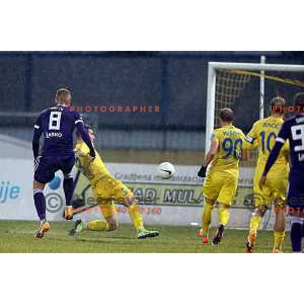 Alexandru Cretu scores first goal during Prva Liga Telekom Slovenije 2020-2021 football match between Domzale and Maribor in Domzale, Slovenia on February 10, 2021
