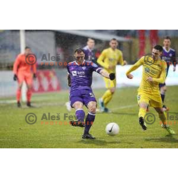 Spiro Pericic and Tamar Svetlin of Domzale in action during Prva Liga Telekom Slovenije 2020-2021 football match between Domzale and Maribor in Domzale, Slovenia on February 10, 2021