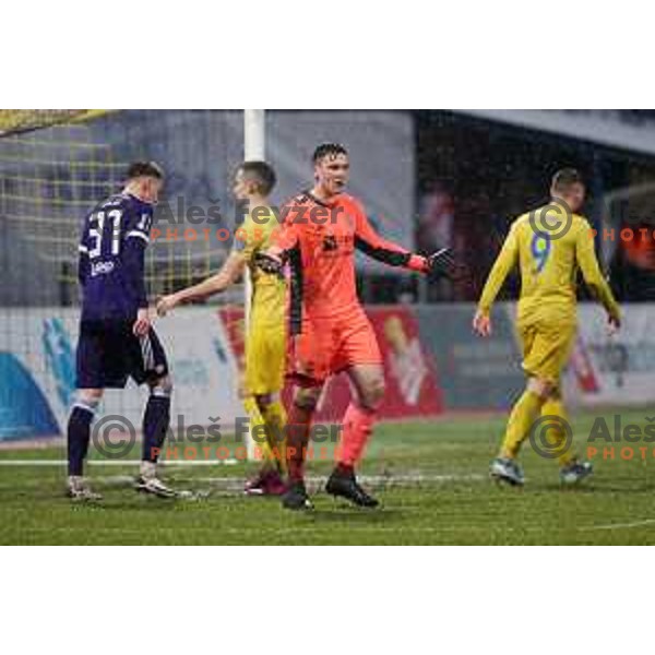 Azbe Jug in action during Prva Liga Telekom Slovenije 2020-2021 football match between Domzale and Maribor in Domzale, Slovenia on February 10, 2021