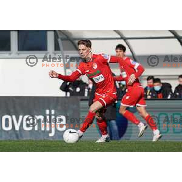 Roko Prsa in action during Prva Liga Telekom Slovenije 2020-2021 football match between Tabor and Aluminij in Sezana on February 14, 2021