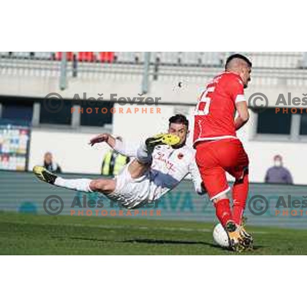 Christos Rovas in action during Prva Liga Telekom Slovenije 2020-2021 football match between Tabor and Aluminij in Sezana on February 14, 2021