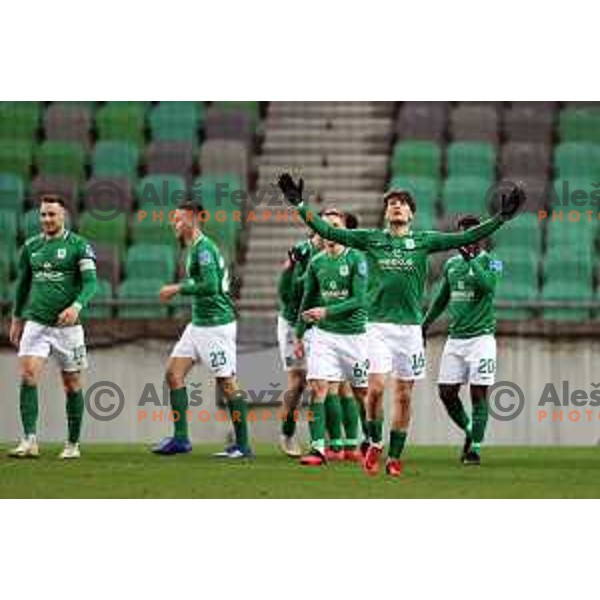 Gal Kurez celebrates goal during Prva Liga Telekom Slovenije 2020-2021 football match between Olimpija and Mura in SRC Stozice, Ljubljana on February 14, 2021