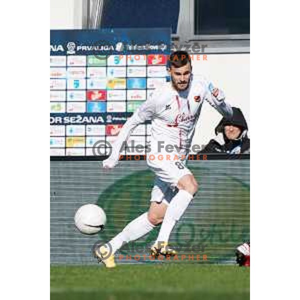 Dominik Mihaljevic in action during Prva Liga Telekom Slovenije 2020-2021 football match between Tabor and Aluminij in Sezana on February 14, 2021