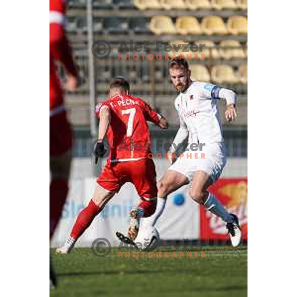 Klemen Nemanic in action during Prva Liga Telekom Slovenije 2020-2021 football match between Tabor and Aluminij in Sezana on February 14, 2021
