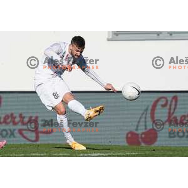 Dominik Mihaljevic in action during Prva Liga Telekom Slovenije 2020-2021 football match between Tabor and Aluminij in Sezana on February 14, 2021