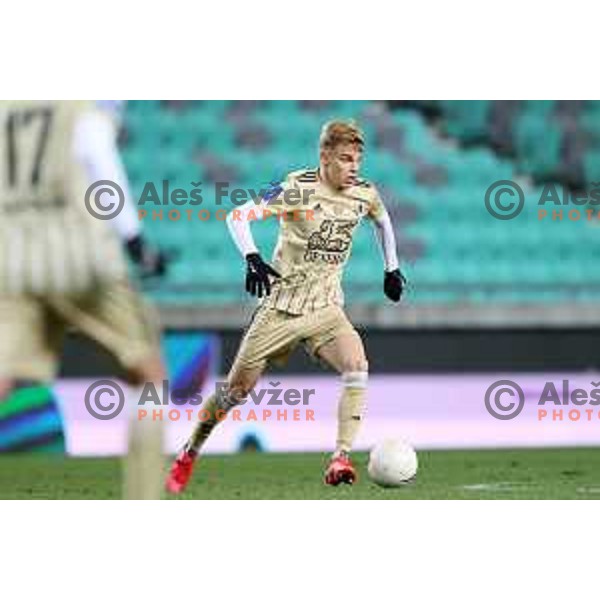 Aljaz Antolin in action during Prva liga Telekom Slovenije 2020-2021 football match between Olimpija and Mura in SRC Stozice, Ljubljana on February 14, 2021