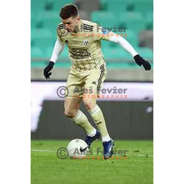Mihael Klepac in action during Prva liga Telekom Slovenije 2020-2021 football match between Olimpija and Mura in SRC Stozice, Ljubljana on February 14, 2021