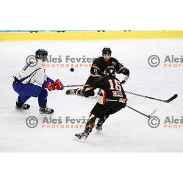 action during Slovenian National ice-hockey Championships match between Slavija and Bled in Ljubljana on February 13, 2021