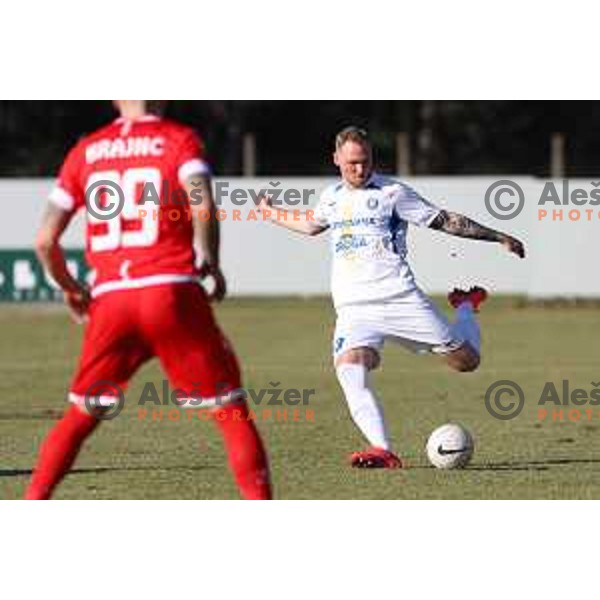 Zan Benedicic in action during Prva Liga Telekom Slovenije 2020-2021 football match between Aluminij and Celje in Kidricevo on February 17, 2021