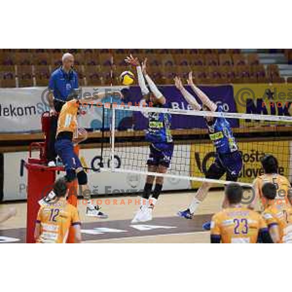 Ahmed Ikhbayri in action during 1.DOL volleyball match between ACH Volley and Merkur Maribor in Ljubljana on February 20, 2021