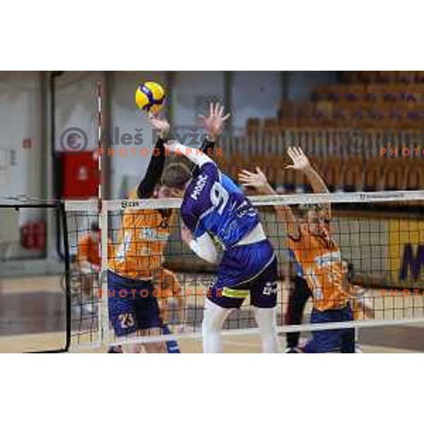 Rok Mozic in action during 1.DOL volleyball match between ACH Volley and Merkur Maribor in Ljubljana on September 21, 2020