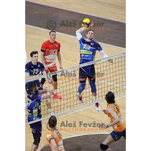 Filip Uremovic in action during 1.DOL volleyball match between ACH Volley and Merkur Maribor in Ljubljana on February 20, 2021