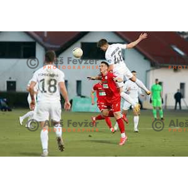 Jan Andrejasic in action during Prva liga Telekom Slovenije 2020-2021 football match between Aluminij and Olimpija in Kidricevo on February 21, 2021