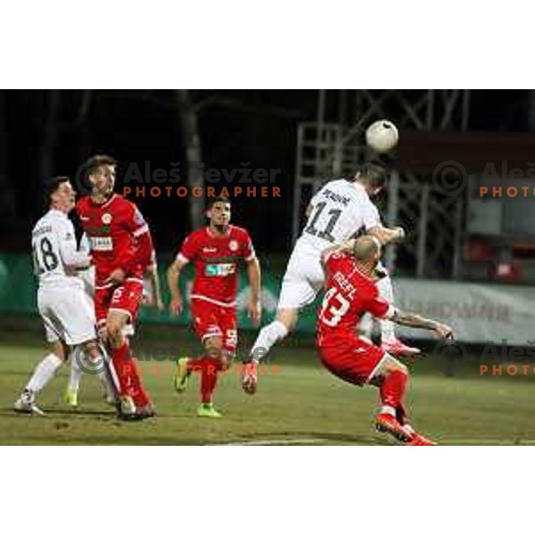 Mihailo Perovic in action during Prva liga Telekom Slovenije 2020-2021 football match between Aluminij and Olimpija in Kidricevo on February 21, 2021