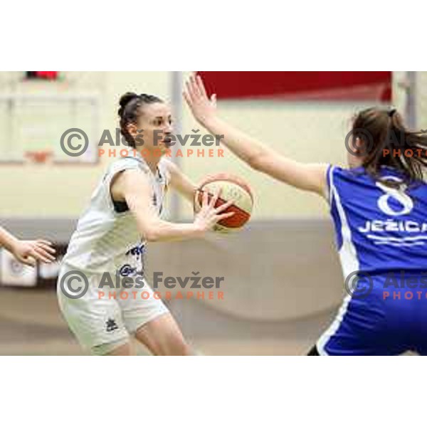 Rebeka Abramovic in action during 1.SKL basketball match between Triglav and Jezica in Kranj on February 22, 2021