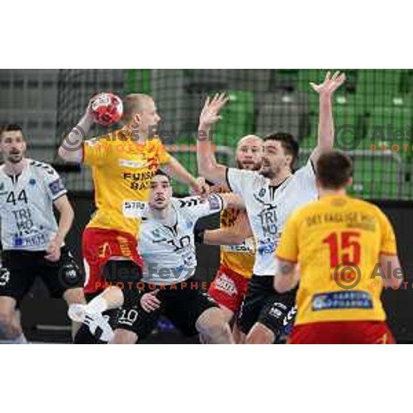 in action during EHF European League Men 2020/21 handball match between Trimo Trebnje and Gudme in Ljubljana, Slovenia on February 24, 2021