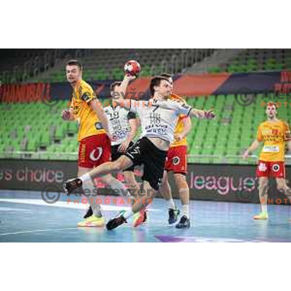David Didovic in action during EHF European League Men 2020/21 handball match between Trimo Trebnje and Gudme in Ljubljana, Slovenia on February 24, 2021 