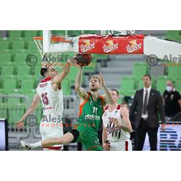 Jaka Blazic of Cedevita Olimpija in action during ABA league basketball match between Cedevita Olimpija (SLO) and FMP (SRB) in SRC Stozice, Ljubljana on February 27, 2021