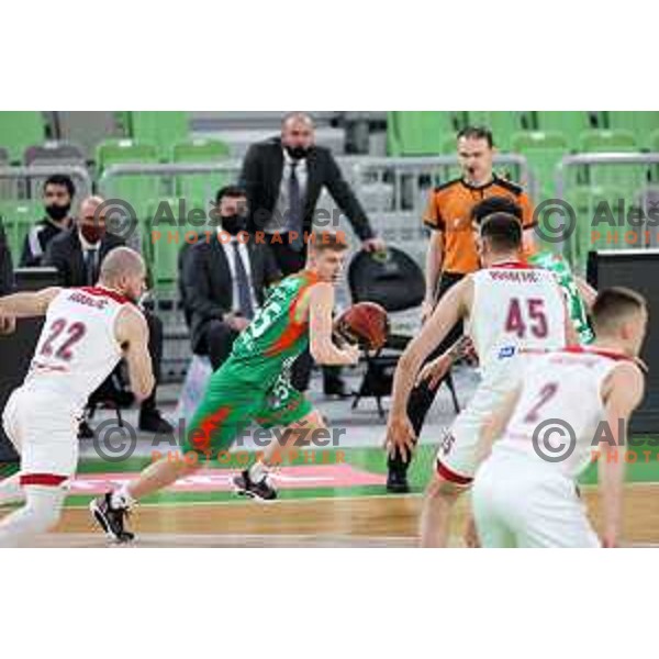 Luka Rupnik of Cedevita Olimpija in action during ABA league basketball match between Cedevita Olimpija (SLO) and FMP (SRB) in SRC Stozice, Ljubljana on February 27, 2021