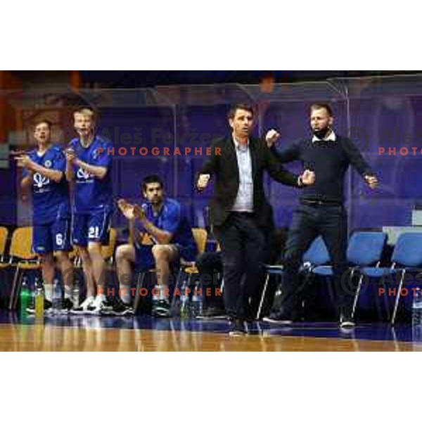 Coach Davor Brecko in action during Nova KBM league basketball match between Helios Suns and Terme Olimia Podcetrtek in Domzale on February 26, 2021