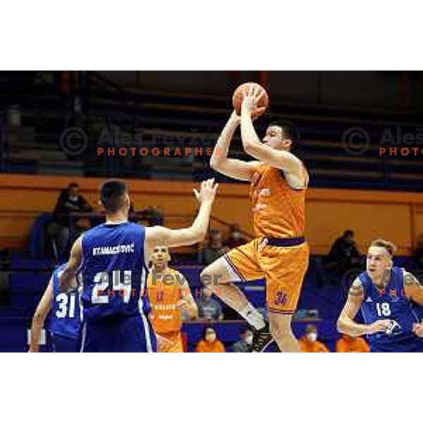 Bine Prepelic in action during Nova KBM league basketball match between Helios Suns and Terme Olimia Podcetrtek in Domzale on February 26, 2021