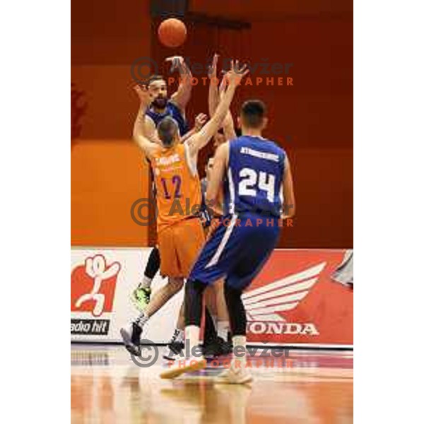 Milojko Vasilic in action during Nova KBM league basketball match between Helios Suns and Terme Olimia Podcetrtek in Domzale on February 26, 2021