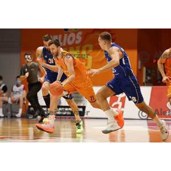 Blaz Mahkovic in action during Nova KBM league basketball match between Helios Suns and Terme Olimia Podcetrtek in Domzale on February 26, 2021