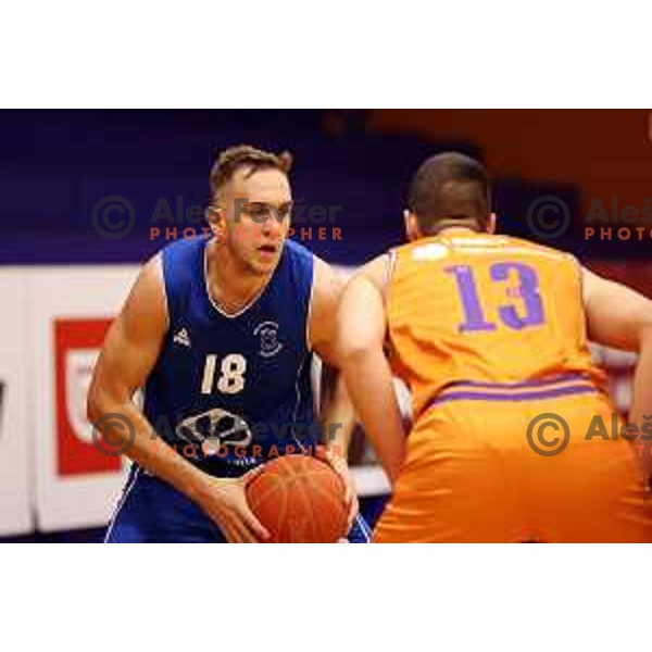 Tim Tomazic in action during Nova KBM league basketball match between Helios Suns and Terme Olimia Podcetrtek in Domzale on February 26, 2021