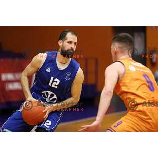 Sandi Cebular in action during Nova KBM league basketball match between Helios Suns and Terme Olimia Podcetrtek in Domzale on February 26, 2021