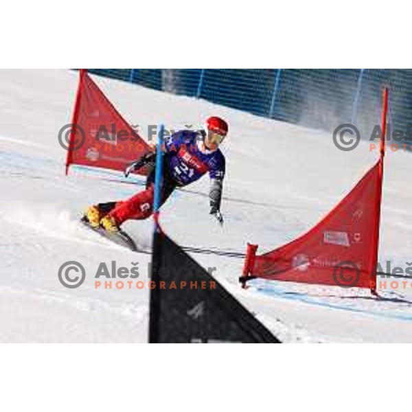 Zan Kosir at Snowboard World Championships in Parallel Slalom at Rogla Ski resort, Slovenia on March 2, 2021