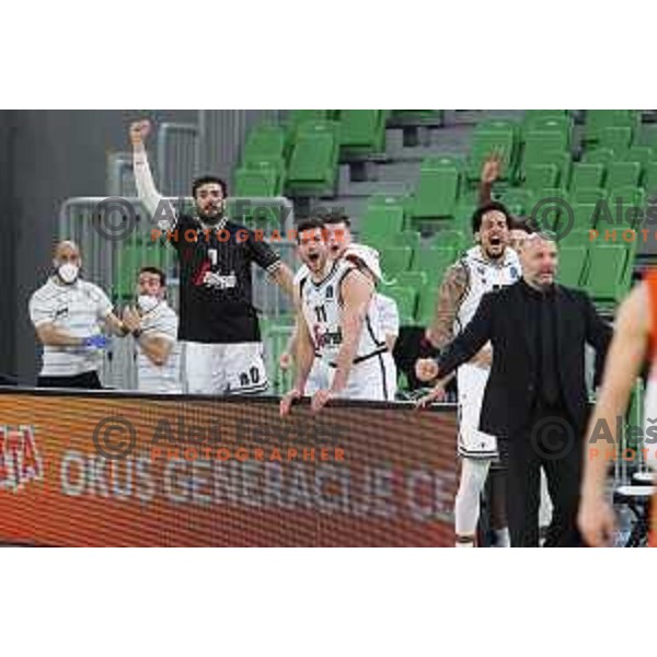 Amadeo Tessitori, Giampaolo Ricci, Amar Alibegovic in action during 7days EuroCup basketball match between Cedevita Olimpija (SLO) and Virtus Segafredo Bologna (ITA) in SRC Stozice, Ljubljana on March 2, 2021