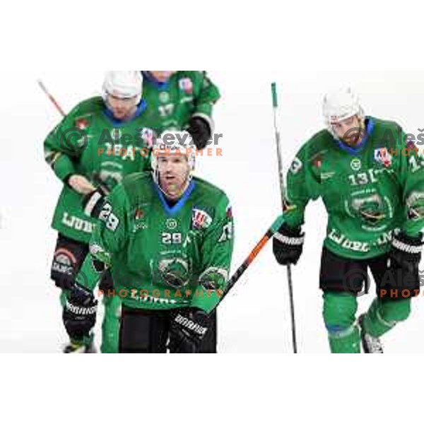 In action during Alps league ice-hockey match between SZ Olimpija and Acroni Jesenice in Ljubljana, Slovenia on March 3, 2021