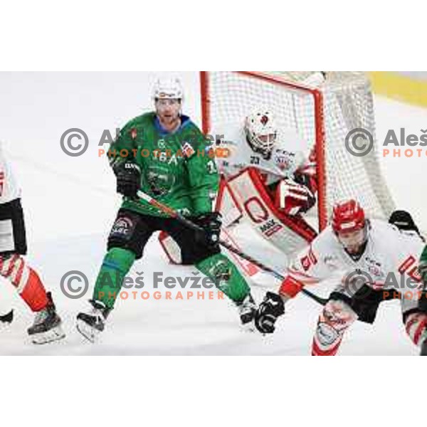 Ales Music in action during Alps league ice-hockey match between SZ Olimpija and Acroni Jesenice in Ljubljana, Slovenia on March 3, 2021